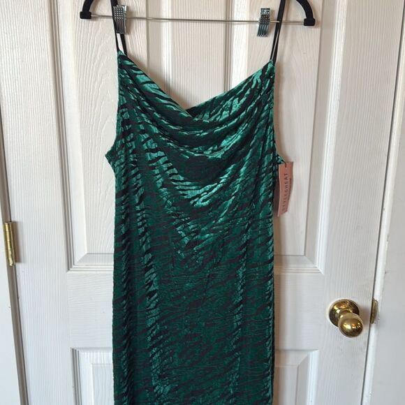 STYLE CHEAT COWL NECK VELVET BURNOUT MAXI DRESS IN EMERALD-GREEN sz 12 - Picture 5 of 5